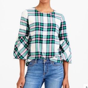 J.Crew Mercantile Plaid Bell Sleeve Top